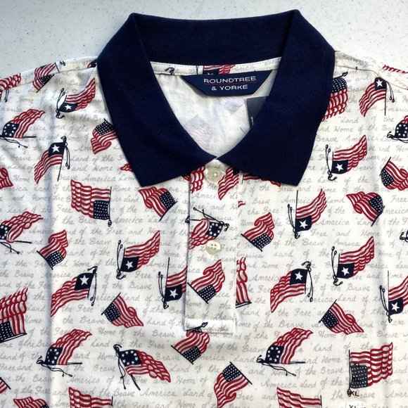 Roundtree & Yorke Men's USA Flag Polo Shirt Size L or XL - New With Tag - Picture 5 of 8